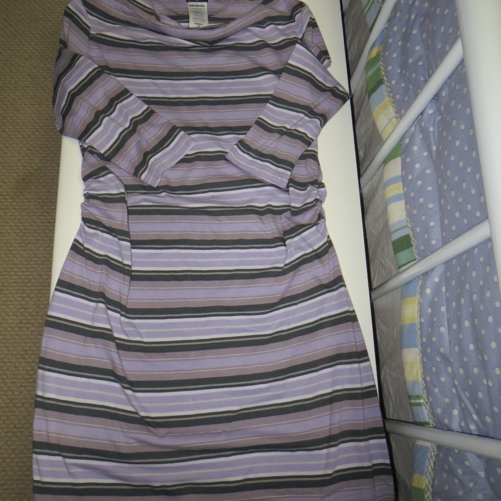 Patagonia "Kamala" purple/gray stripe tunic M
